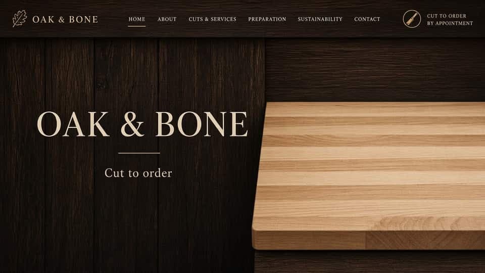 Oak and Bone butcher website